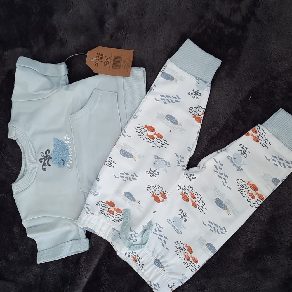 Chick Pea 2 piece set. Top and printed joggers